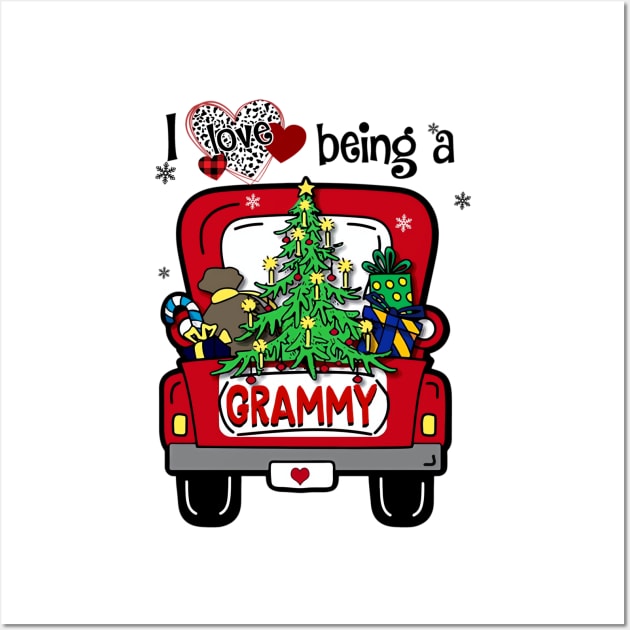 I Love Being A Grammy Tree Truck - Happy Family New Christmas Wall Art by Origami Fashion